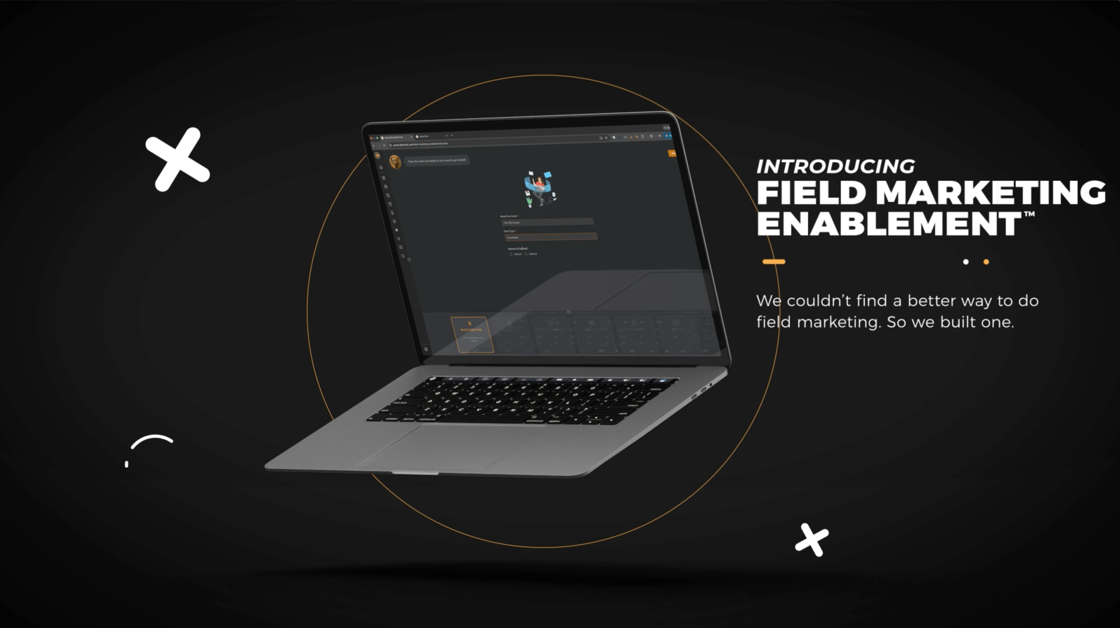 A laptop with our UI for Field Marketing Enablement®